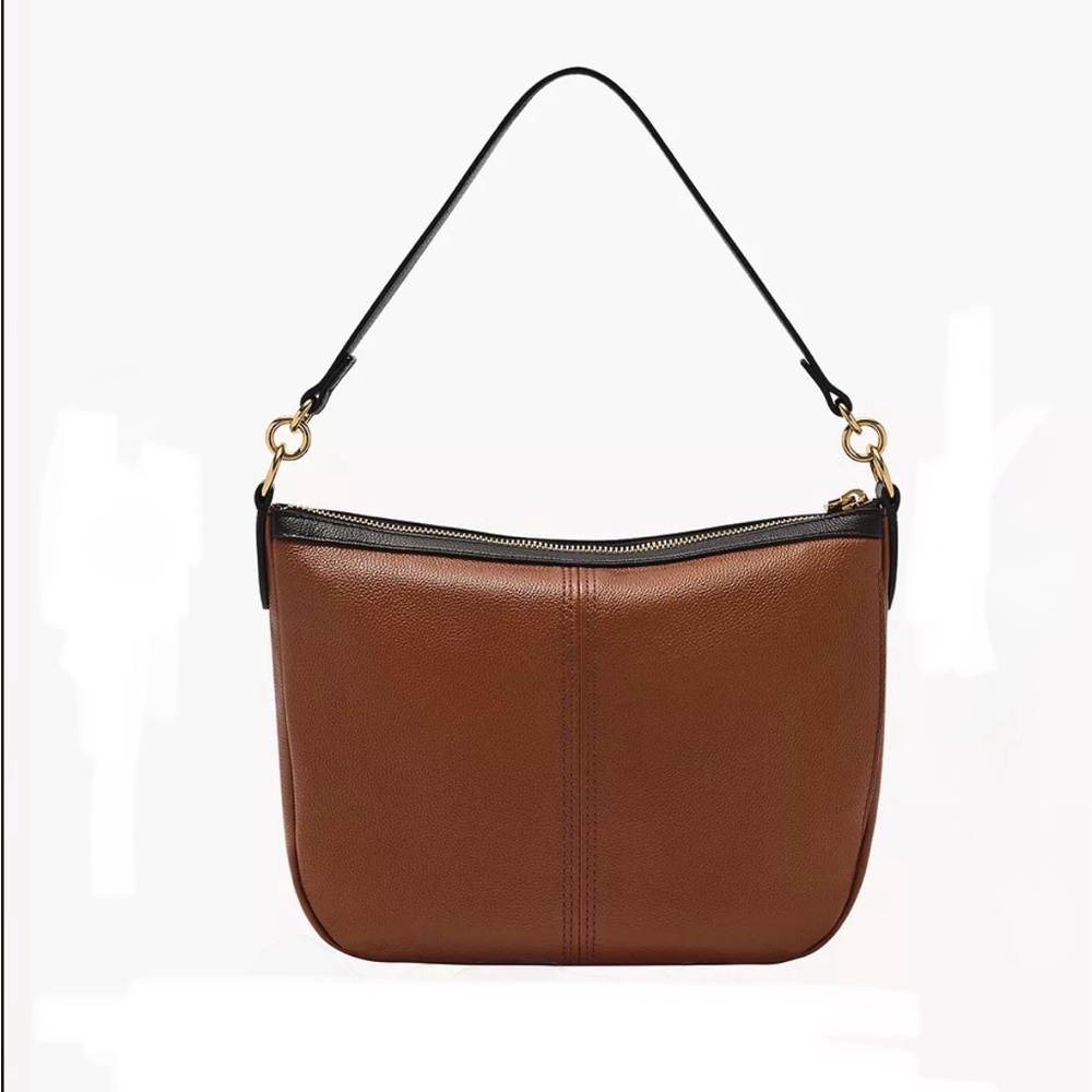 Fossil Brown Leather Crossbody Bag with Adjustable Strap